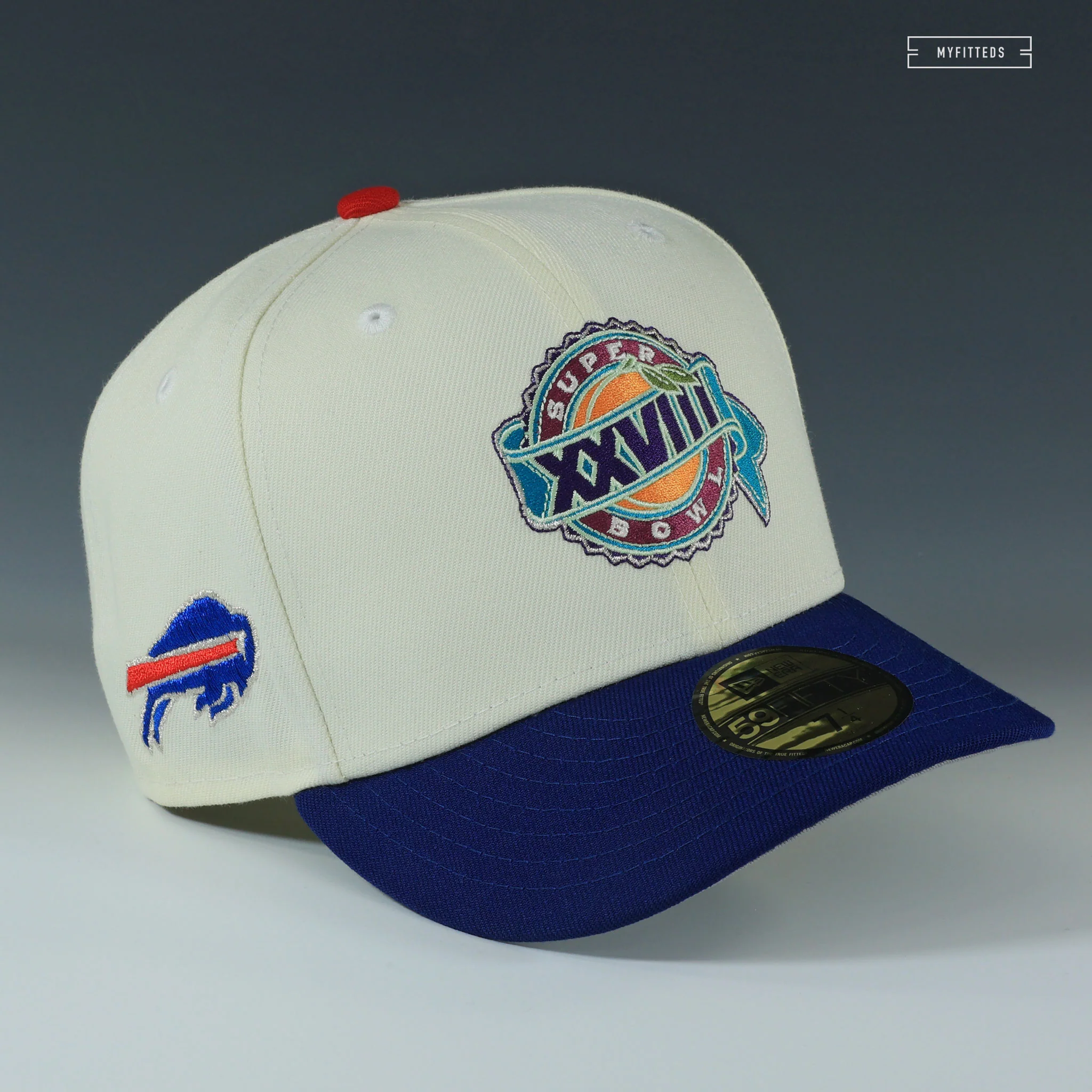BUFFALO BILLS SUPER BOWL XXVIII LIGATURE REAR OFF WHITE NEW ERA FITTED CAP - Image 3