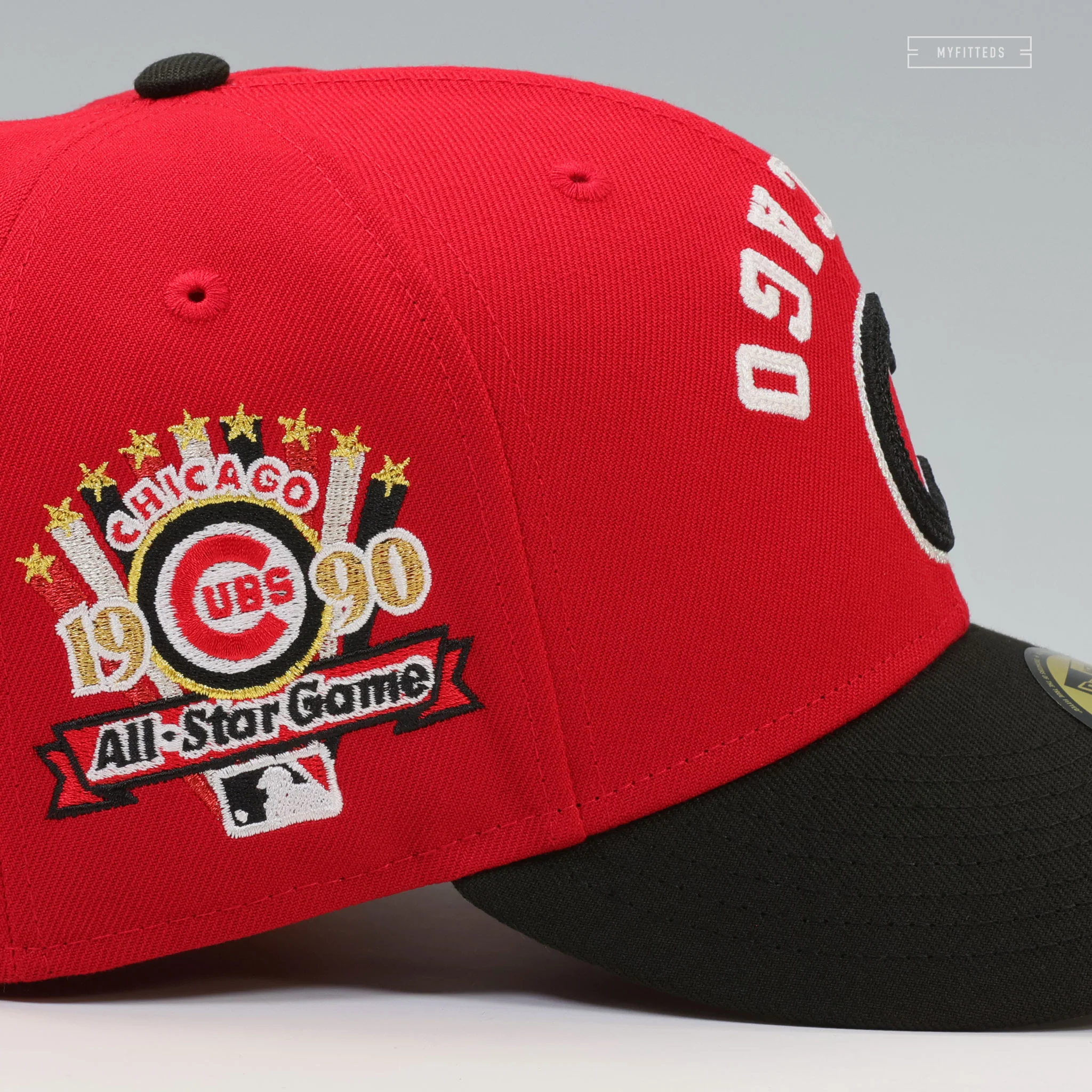 CHICAGO CUBS FLIPPED AND MIRRORED 1990 MLB ALL-STAR GAME SCARLET JET BLACK NEW ERA CAP - Image 3