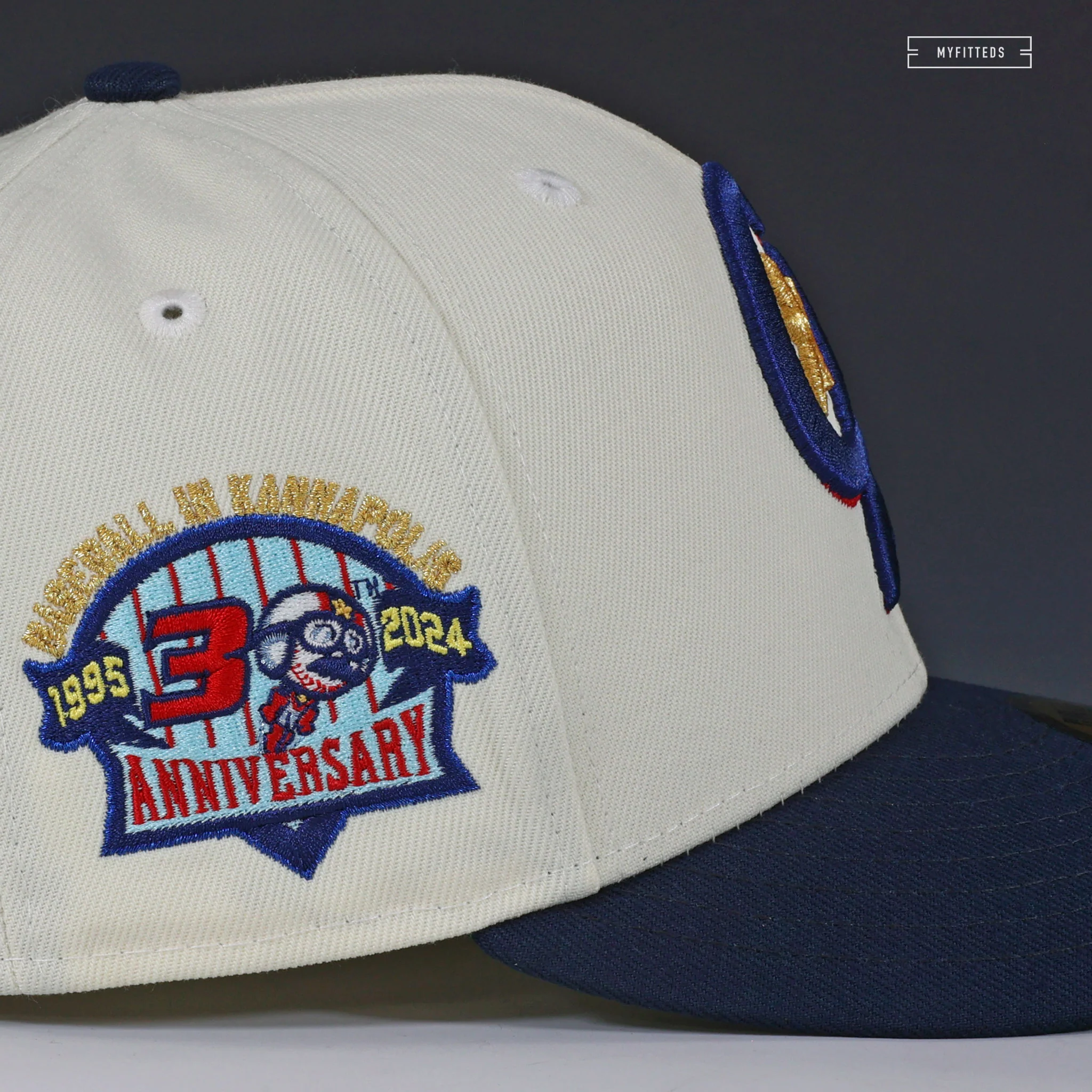 KANNAPOLIS CANNON BALLERS 30TH ANNIVERSARY OFF WHITE EVEL KNIEVEL NEW ERA FITTED CAP - Image 2