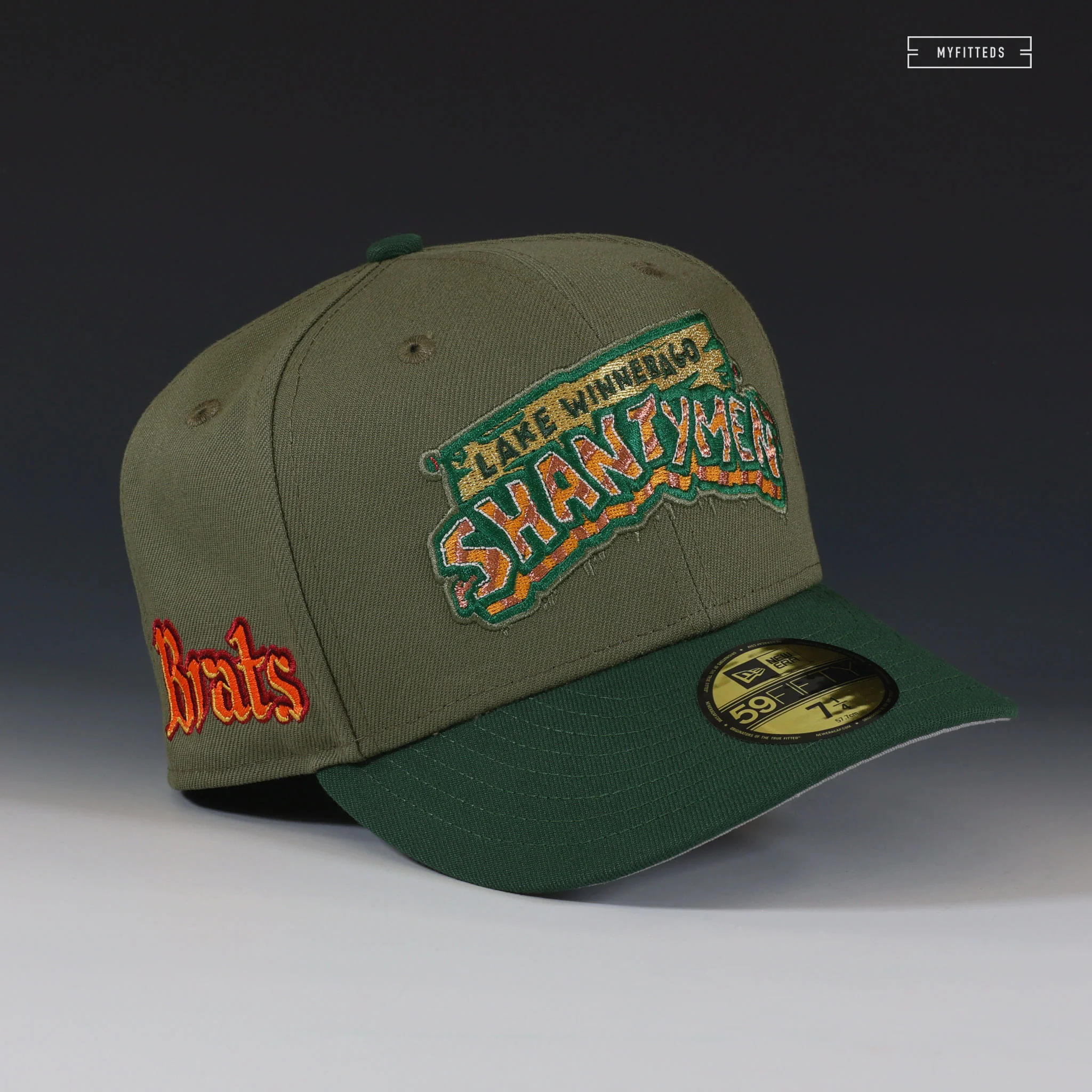 LAKE WINNEBAGO SHANTYMEN BRATS ARMY OLIVE MOUNTAIN GREEN NEW ERA FITTED CAP - Image 3