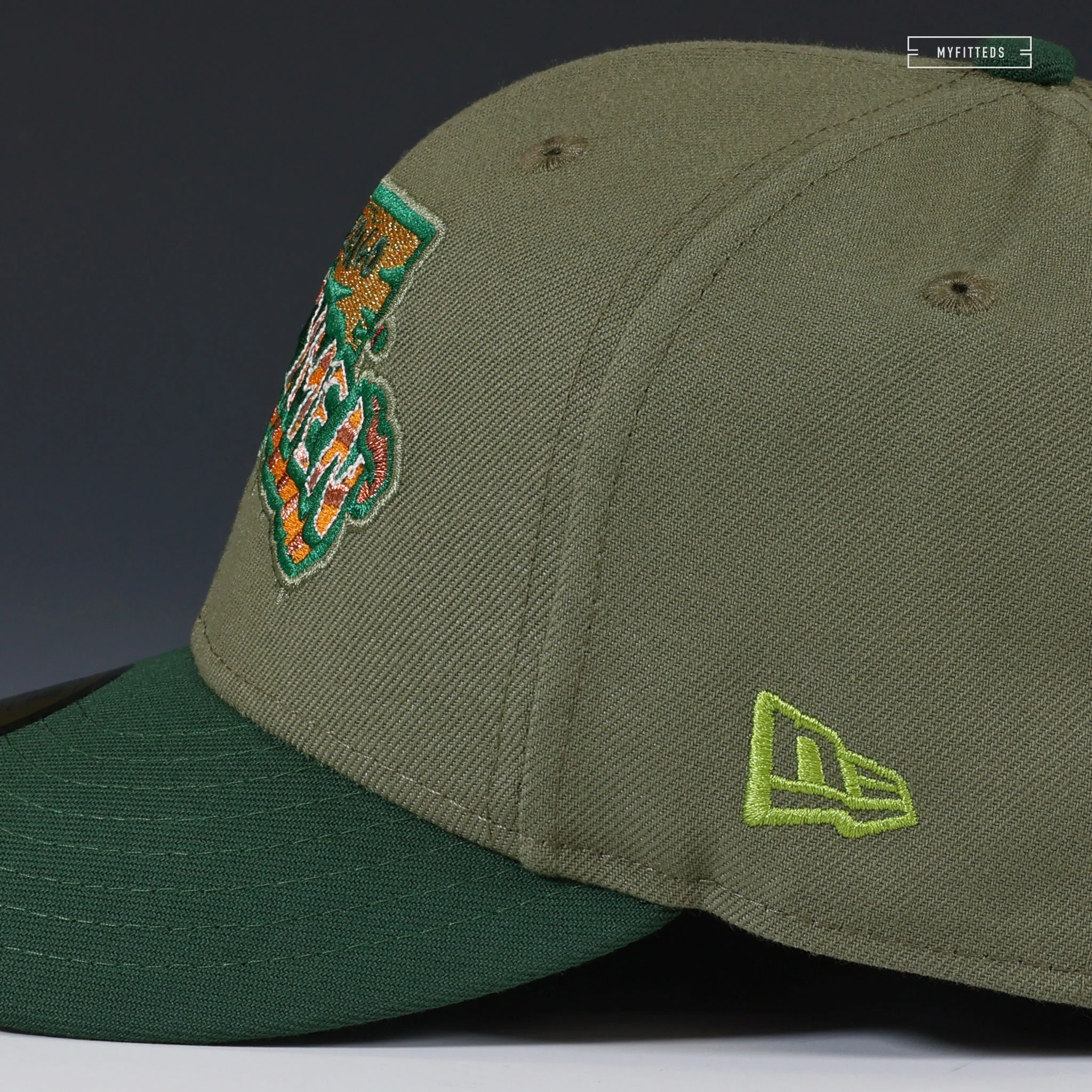 LAKE WINNEBAGO SHANTYMEN BRATS ARMY OLIVE MOUNTAIN GREEN NEW ERA FITTED CAP - Image 6