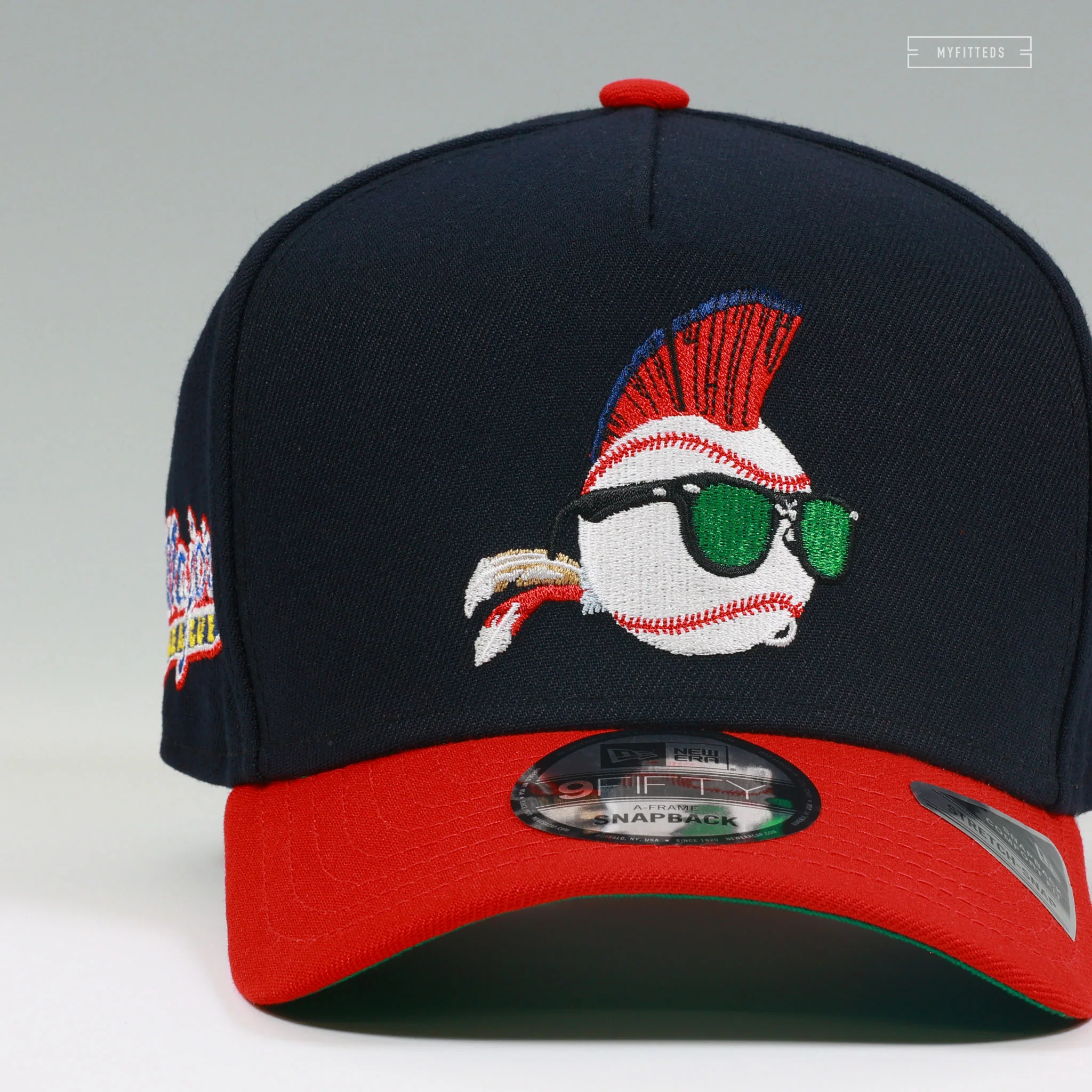 MAJOR LEAGUE THE MOVIE MIDNIGHT NAVY SCARLET NEW ERA 9FIFTY A-FRAME SNAPBACK - Image 3