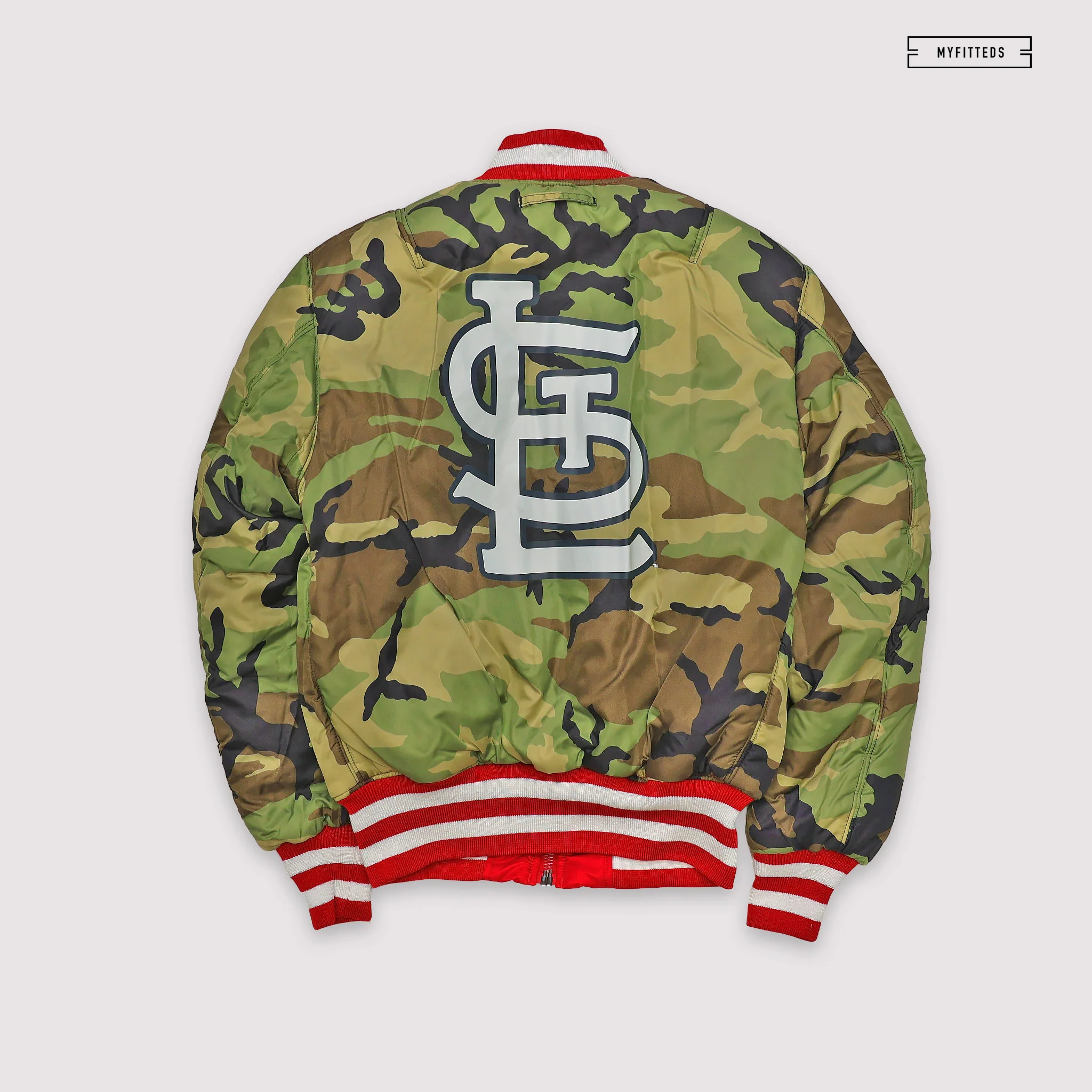 NEW ERA X ALPHA INDUSTRIES ST. LOUIS CARDINALS REVERSIBLE BOMBER JACKET - Image 4