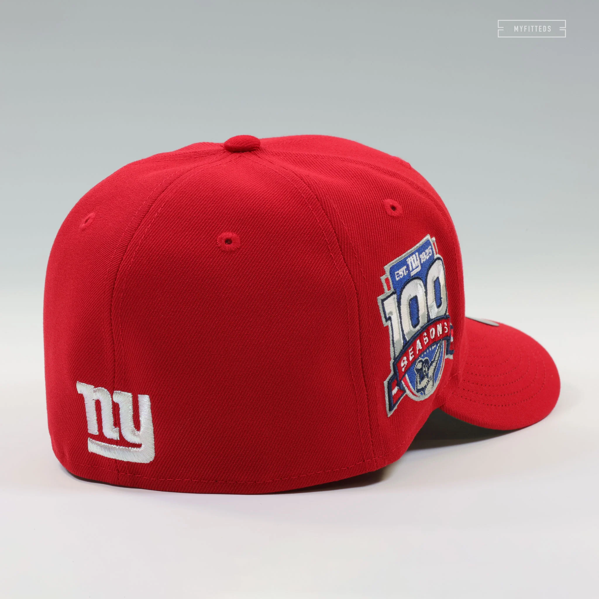 NEW YORK GIANTS 100 SEASONS IRIDESCENT WORDMARK RADIANT RED NEW ERA FITTED CAP - Image 4