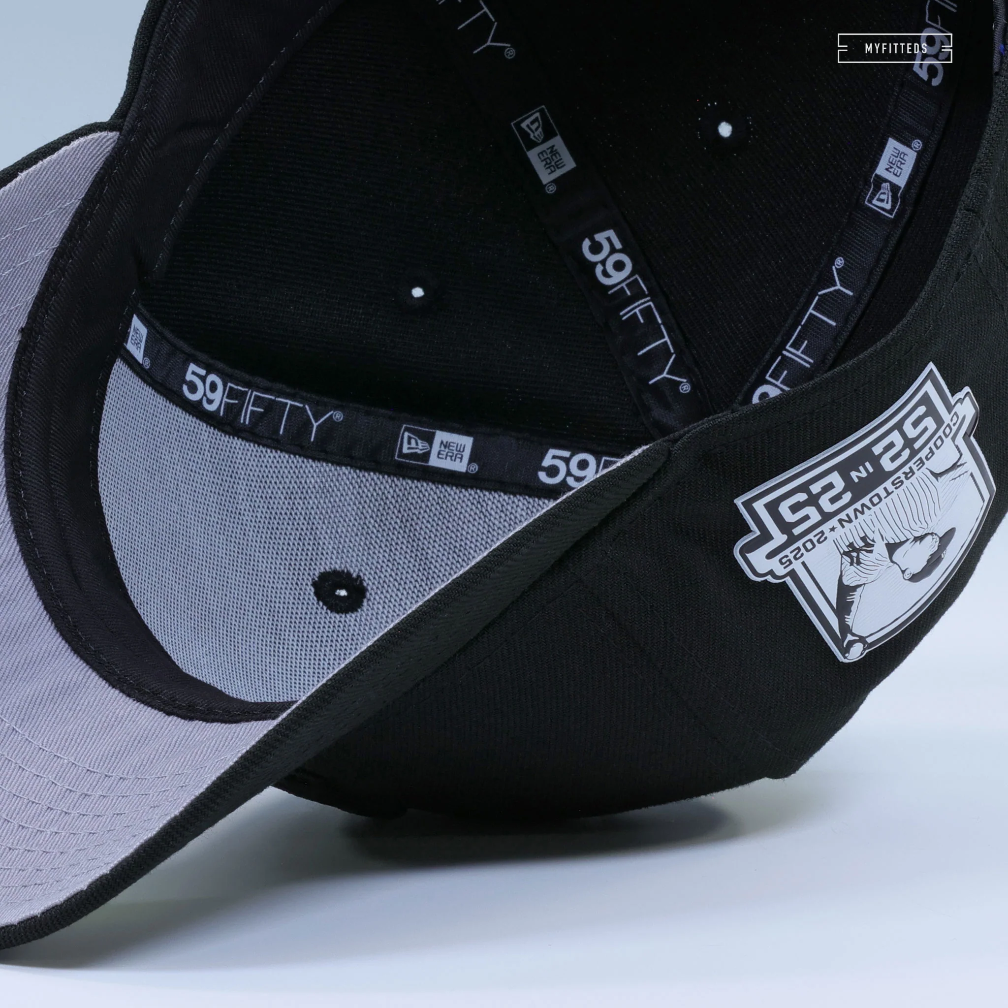 NEW YORK YANKEES CC SABATHIA 52 IN 25 COOPERSTOWN 2025 HOF TRIPLE BLACK NEW ERA FITTED CAP - Image 8